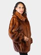 Woman's Plus Size Dyed Whiskey Female Mink Fur Unisex Style Jacket