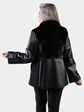 Woman's Natural Ranch Mink Fur Jacket with Leather Sleeves and Sides