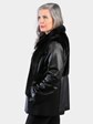 Woman's Natural Ranch Mink Fur Jacket with Leather Sleeves and Sides