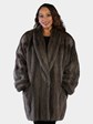 Woman's Plus Size Natural Grey Cross Mink Fur Stroller