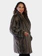 Woman's Plus Size Natural Grey Cross Mink Fur Stroller