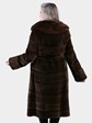 Woman's Dyed Brown Sheared Mink Fur Coat with Belt