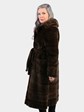 Woman's Dyed Brown Sheared Mink Fur Coat with Belt
