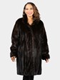 Woman's Natural Ranch Female Mink Fur Coat Reversble to Grey Leather