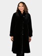 Woman's Dyed Black Sheared Mink Fur Coat (Reversible)