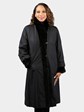 Woman's Dyed Black Sheared Mink Fur Coat (Reversible)