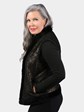 Woman's Dyed Black and Gold Animal Print Shearling Lamb Fur Vest