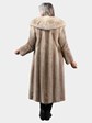 Women's Vintage Natural Nutria Fur Coat with Fox Collar