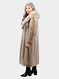Women's Vintage Natural Nutria Fur Coat with Fox Collar