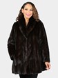Woman's Natural Deep Mahogany Female Mink Fur Stroller with Sable Collar