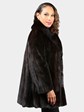 Woman's Natural Deep Mahogany Female Mink Fur Stroller with Sable Collar