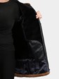 Woman's Navy Fabric Parka with Black Shearling Interior and Lunaraine Mink Trim