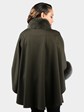 Woman's Dyed Deep Green Loro Piana Wool Cape with Fox Trim