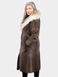 Woman's Vintage Natural Nutria Fur Coat with Canadian Lynx Collar