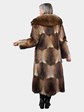 Woman's Vintage Natural Muskrat Fur Coat with Racoon Collar