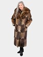 Woman's Vintage Natural Muskrat Fur Coat with Racoon Collar