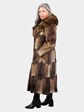 Woman's Vintage Natural Muskrat Fur Coat with Racoon Collar