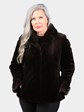 Woman's Petite Dyed Brown Sheared Mink Fur Jacket