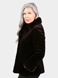 Woman's Petite Dyed Brown Sheared Mink Fur Jacket