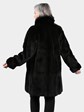 Woman's Dyed Black Sheared Mink Fur Stroller with Fox Tuxedo Front (Reversible)