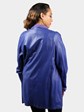 Woman's Dyed Royal Blue Leather Stroller - Reversible to Suede Finish