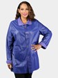 Woman's Dyed Royal Blue Leather Stroller - Reversible to Suede Finish
