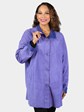 Woman's Dyed Royal Blue Leather Stroller - Reversible to Suede Finish