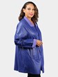 Woman's Dyed Royal Blue Leather Stroller - Reversible to Suede Finish
