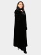 Woman's Plus Size Extra Long Dyed Black Sheared Mink Fur Coat