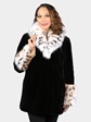 Woman's New Dyed Black Sheared Mink Fur Stroller with Chinchilla Collar and Cuffs