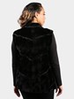 Woman's Dyed Black Sculptured Mink Fur Vest with Karakul Lamb Inserts (Reversible)
