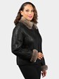 Woman's Christ Black Shearling Lamb Fur Jacket