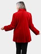 Woman's Dyed Red Sheared Mink Fur Jacket