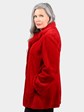 Woman's Dyed Red Sheared Mink Fur Jacket