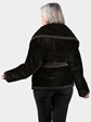 Woman's Dyed Deep Brown Sheared Mink Fur Jacket with Leather Belt