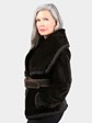 Woman's Dyed Deep Brown Sheared Mink Fur Jacket with Leather Belt