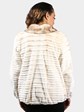 Woman's Natural Brown Mink Fur Sheared and Laser Grooved Jacket