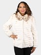 Woman's Natural Brown Mink Fur Sheared and Laser Grooved Jacket