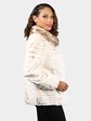 Woman's Natural Brown Mink Fur Sheared and Laser Grooved Jacket