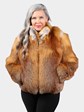 Woman's Petite Natural Red Fox Fur Jacket