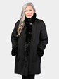 Woman's Dyed Black Sculptured Sheared Mink Fur Stroller (Reversible)