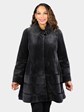 Woman's Dyed Dark Grey Sheared Mink Fur Stroller