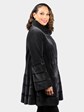 Woman's Dyed Dark Grey Sheared Mink Fur Stroller
