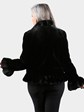 Woman's Dyed Black Sheared Mink Fur Jacket with Ruffles