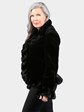 Woman's Dyed Black Sheared Mink Fur Jacket with Ruffles
