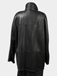 Man's Plus Size Dyed Black Christ Shearling Lamb Fur 3/4 Coat
