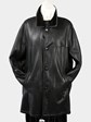 Man's Plus Size Dyed Black Christ Shearling Lamb Fur 3/4 Coat