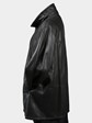 Man's Plus Size Dyed Black Christ Shearling Lamb Fur 3/4 Coat