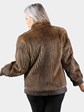 Woman's Dark Pastel Cord Cut Mink Fur Jacket Reversing to Brown Leather