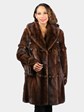 Woman's Natural Mahogany Female Mink Fur Stroller with Hood